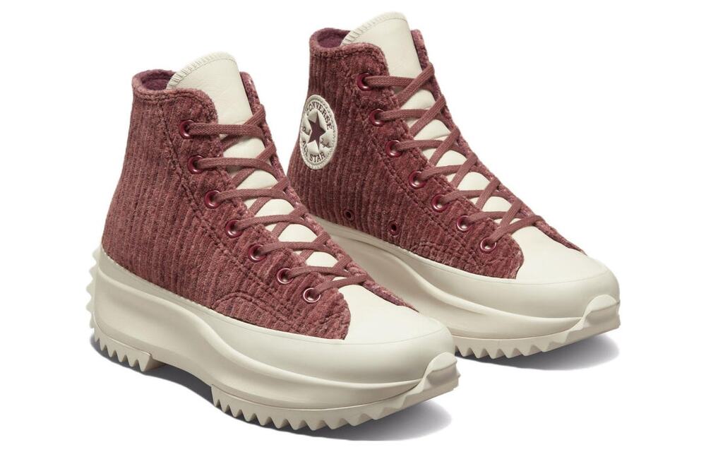 CONVERSE WOMEN'S 9 RUN STAR HIKE PLATFORM HI TOP WINE VELVET A03252C CORDUROY
